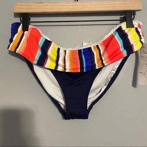 ANNE COLE striped rollover band bikini bot…